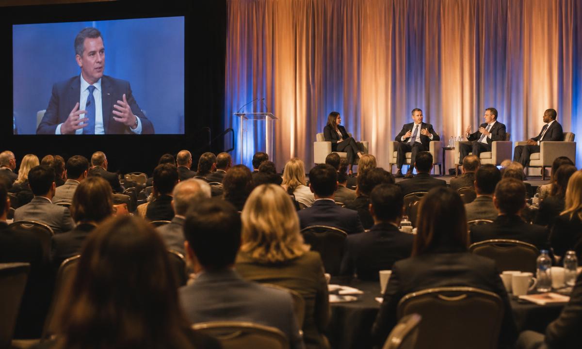 Audience watching an industry panel at a professional conference