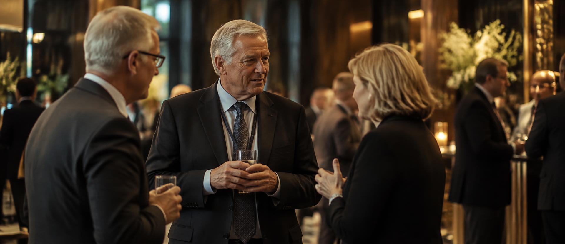 Senior executives in conversation at a premium business summit